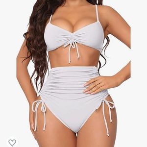 Two piece white bikini